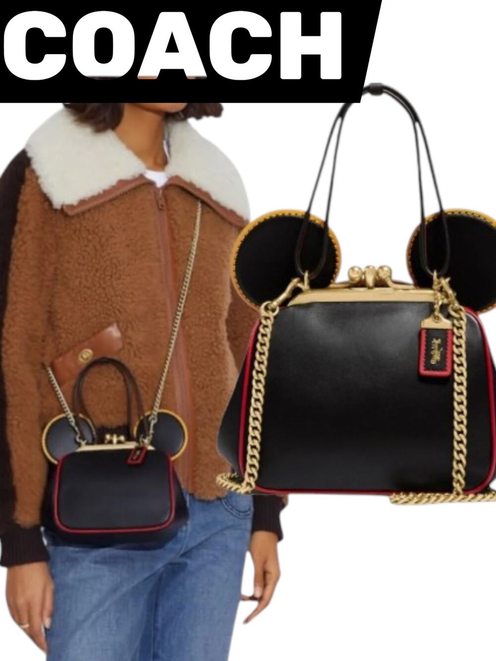 Coach $495 Disney Mickey Mouse x Keith Haring Kisslock Bag